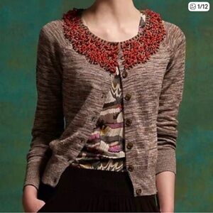 Anthropologie Moth Jewelers Choice Beaded Cardigan Like New M